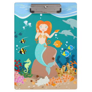 Porte-bloc Sirène et dauphins sous la mer fête d'anniversaire