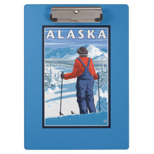 Porte-bloc Ski en affiche de Vintage voyage de l'Alaska