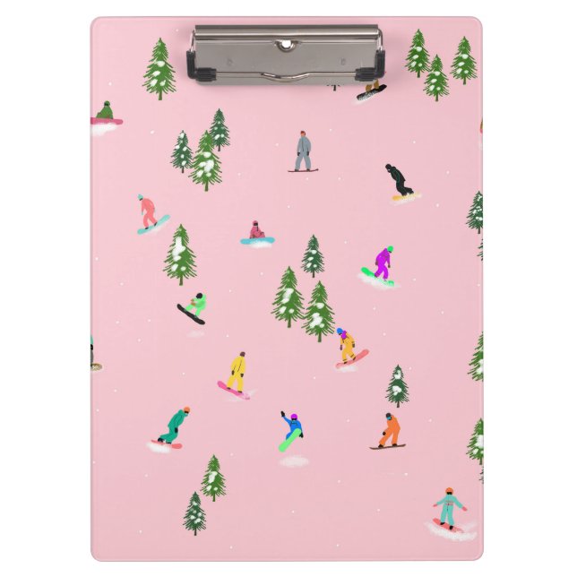 Porte-bloc Snowboarders rose Illustration du snowboard (Devant)