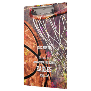 Porte-bloc Sport Girly basketball hoop pink purple name