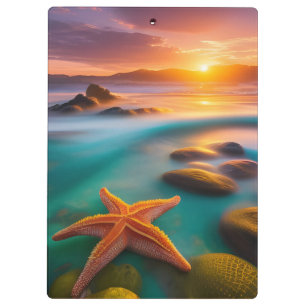 Porte-bloc Starfish sur la plage à Dawn