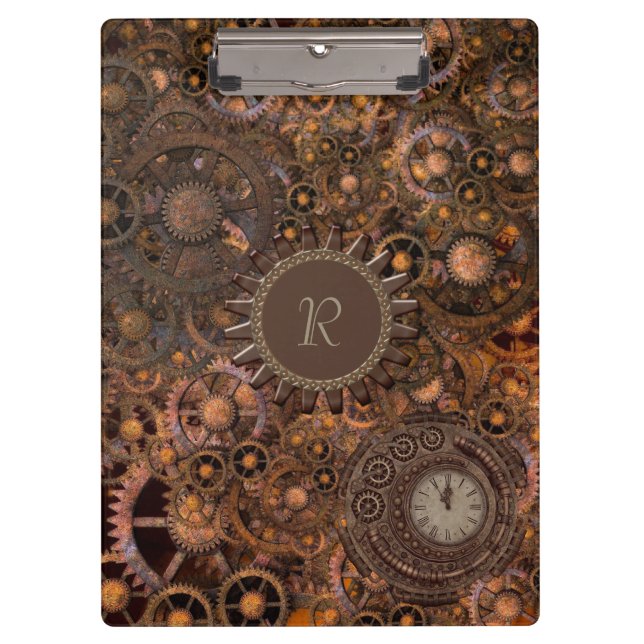 Porte-bloc Steampunk Gears Monogrammé (Devant)