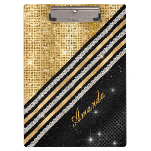 Porte-bloc Style Crystal Gold et noir Personnalisé