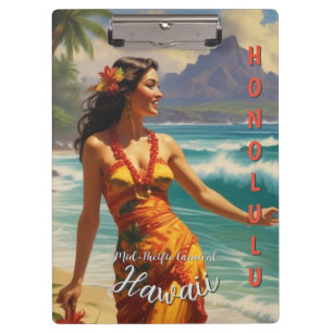 Porte-bloc Style vintage Hawaiian Travel Honolulu Mid-Pacific