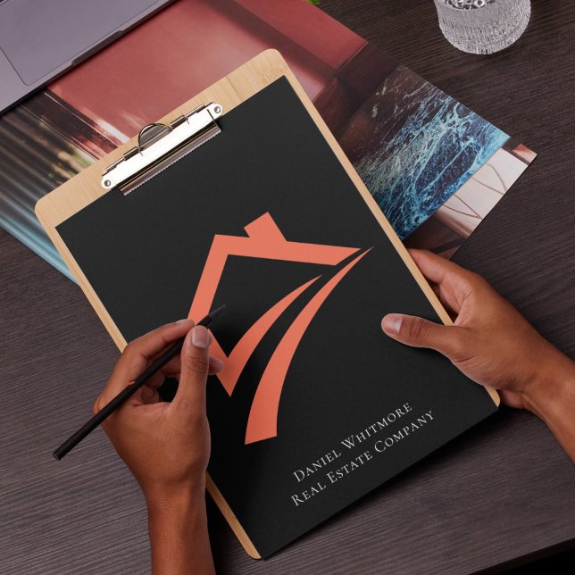Porte-bloc Stylish Unique Black Real Estate Agent (Stylish Unique Black Real Estate Agent Clipboard)