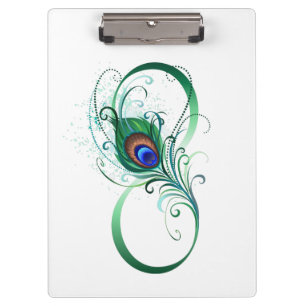 Porte-bloc Symbole d'infini avec plume de paon