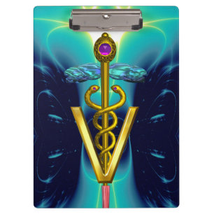 Porte-bloc SYMBOLE VÉTÉRINAIRE DE CADUCE D'OR /Bleu Turquoi