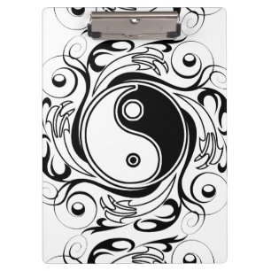 Porte-bloc Symbole Yin et Yang Style tatouage noir et blanc