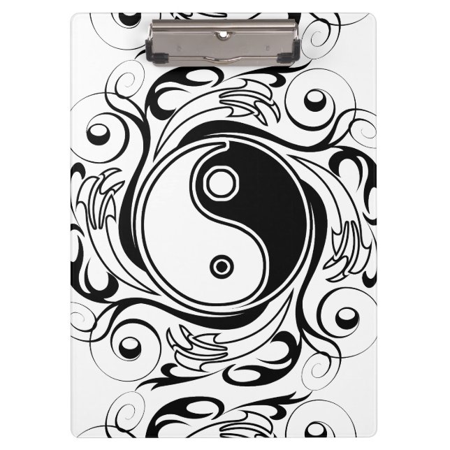 Porte-bloc Symbole Yin et Yang Style tatouage noir et blanc (Devant)