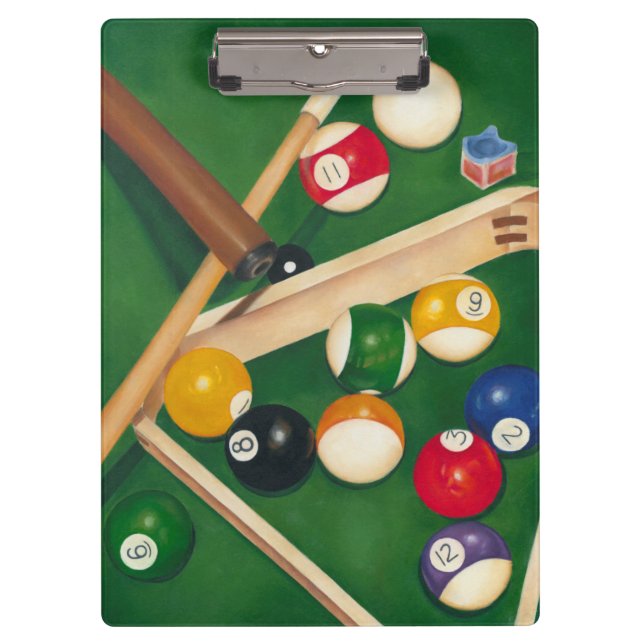 Porte-bloc Table de billard Lifelike avec boules et craie (Devant)