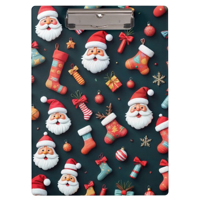 Porte-bloc Tapisserie festive Père Noël et fête de Noël (Devant)