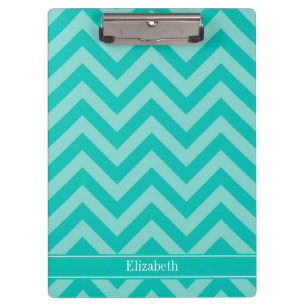 Porte-bloc Teal Turquoise LG Chevron Teal Name monogram