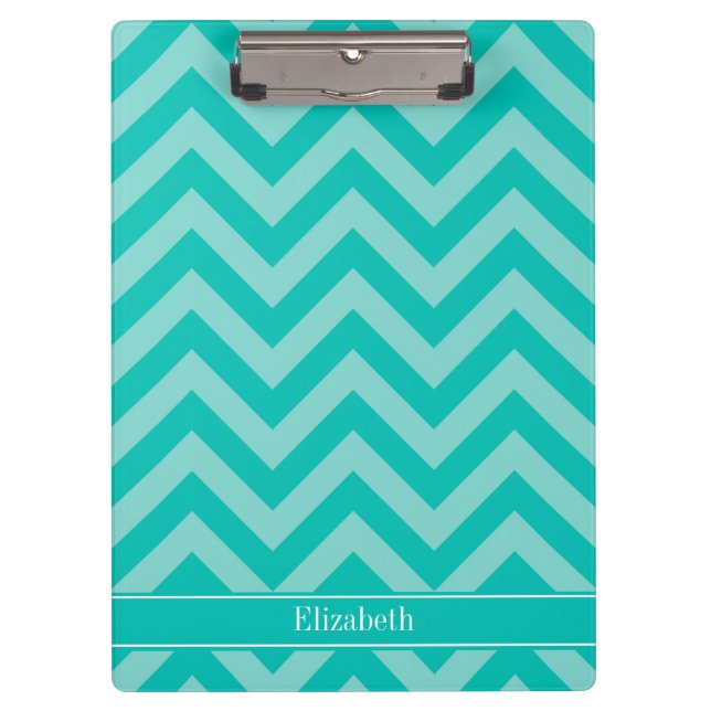 Porte-bloc Teal Turquoise LG Chevron Teal Name monogram (Devant)