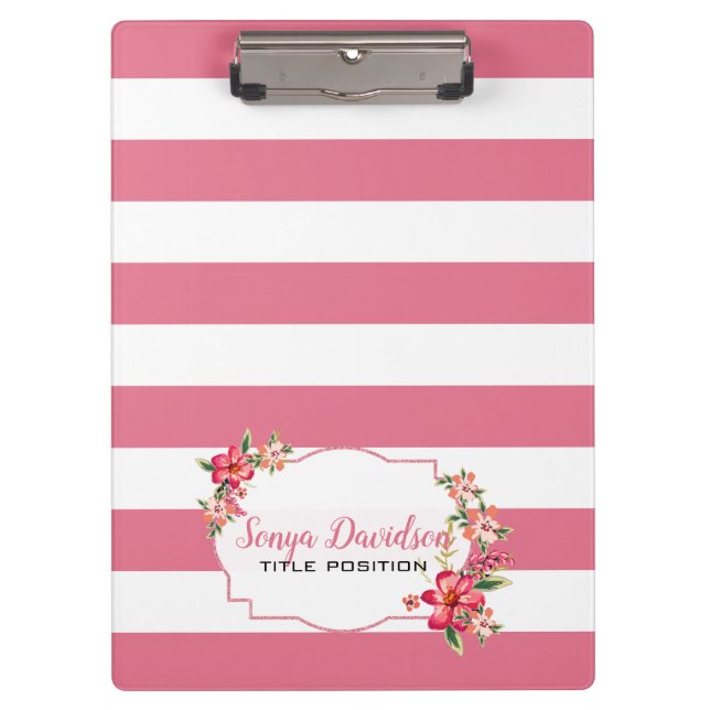 Porte-bloc Tendance Grandes Tons Rose Et Blanc (Devant)