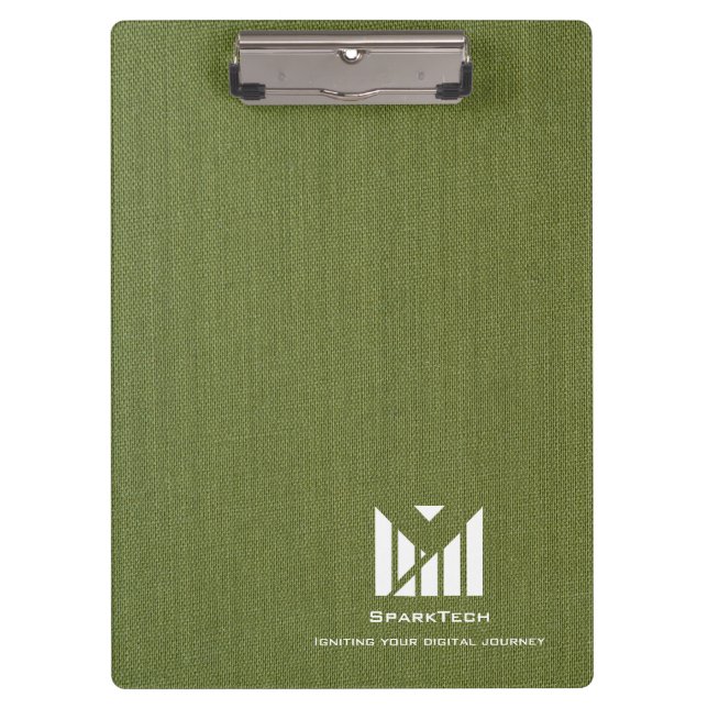 Porte-bloc Texture de tissu vert Élégant logo Monogramme Pers (Devant)