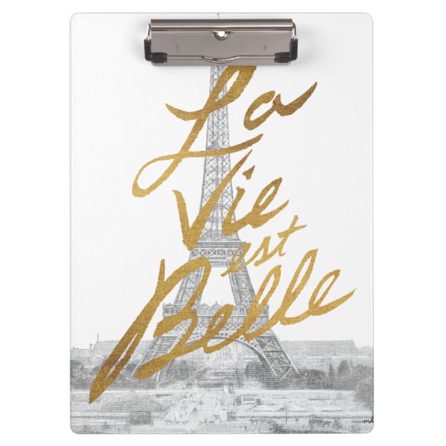Porte-bloc Tour Eiffel avec l'écriture d'or (Devant)