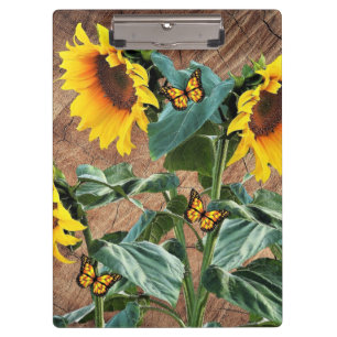 Porte-bloc Tournesol Papillons Rustic Barque Porte - bloc