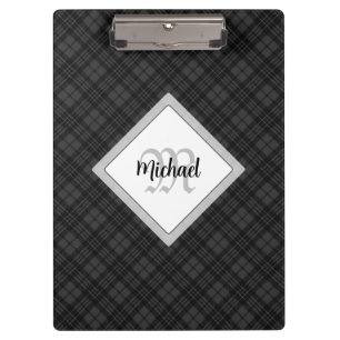 Porte-bloc Trendy noir blanc tartan Personnaliser Monogramme