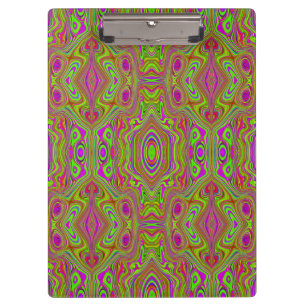 Porte-bloc Trippy Retro Chartreuse Magenta Motif Abstrait