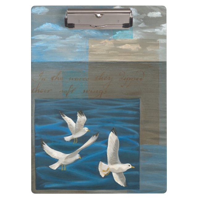Porte-bloc Trois mouettes blanches volant au-dessus de l'eau (Devant)