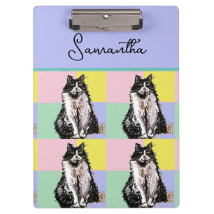 Porte-bloc Tuxedo Chat Cute Chats Noir Blanc Pastel Arc-en-ci