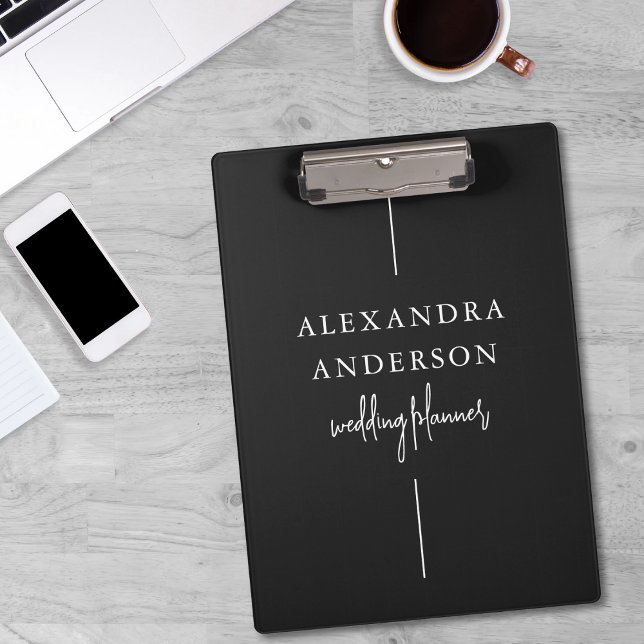 Porte-bloc Typographie moderne Noir et blanc Élégant Minimal (Modern Typography Black and White Elegant Minimal Clipboard)