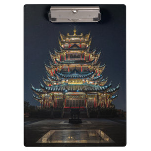 Porte-bloc Un bâtiment japonais traditionnel s'illumine dans