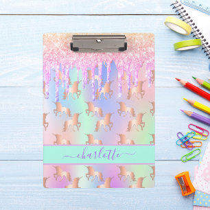Porte-bloc Unicornes parties scintillant rose irisé rose or a