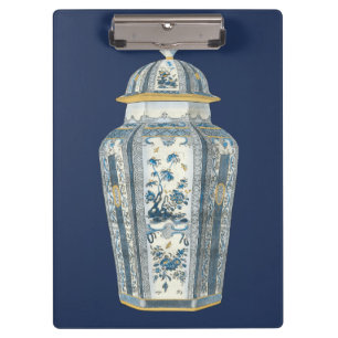 Porte-bloc Urne asiatique décorative dans bleu et blanc