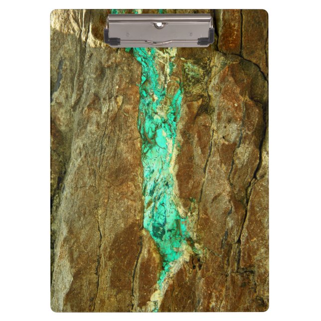 Porte-bloc Veine naturelle de turquoise dans la pierre brune (Devant)