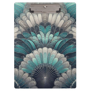 Porte-bloc Ventilateurs Art Nouveau bleu et argent