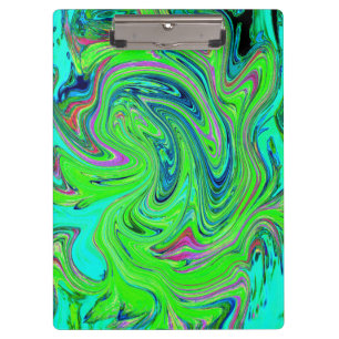 Porte-bloc Vert lime et bleu Groovy Art Abstrait Rétro