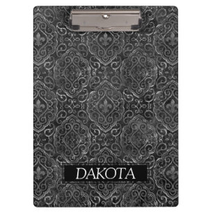 Porte-bloc Vintage Fleur de Lis   Black Grunge Damask Custom
