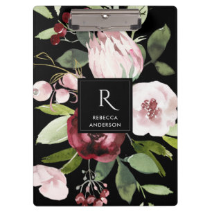 PORTE-BLOC VINTAGE PROTÉA FLORAL DE BURGOUNDA ROSE NOIRE