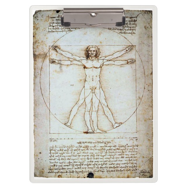 Porte-bloc Vitruvian Man, Leonardo da Vinci, vers 1490. Clip (Devant)