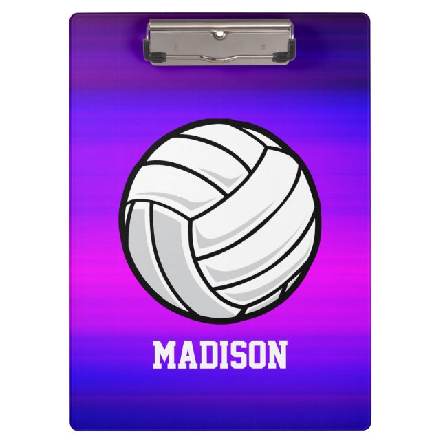 Porte-bloc Volley-ball; Violet bleu vibrant et Magenta (Devant)