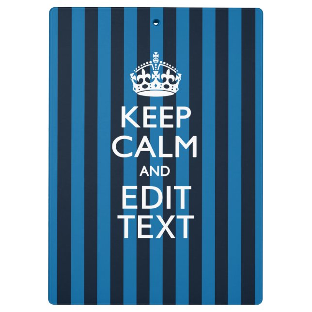 Porte-bloc Votre texte sur Garder Calme Bleu Stripes (Dos)
