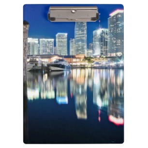 Porte-bloc Vue d'horizon avec la réflexion dans l'eau, Miami