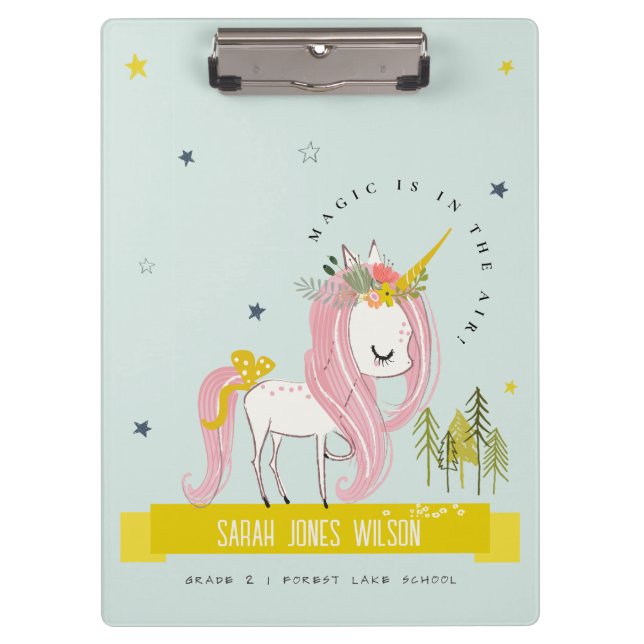 Porte-bloc Whimsical Magique Unicorne rose Turquoise Aqua Pri (Devant)