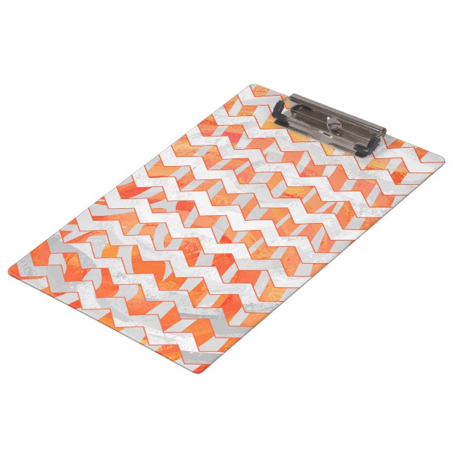 Porte-bloc Zebra Chevron orange et blanc (Incliné)