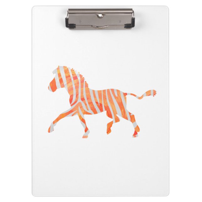 Porte-bloc Zebra Orange et Silhouette blanche (Devant)