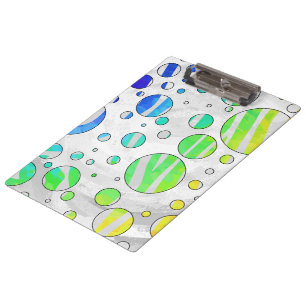 Porte-bloc Zebra Polka Dot Arc-en-ciel et impression blanche