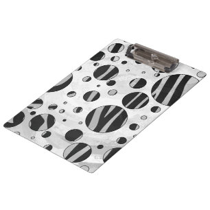 Porte-bloc Zebra Polka point noir et gris clair