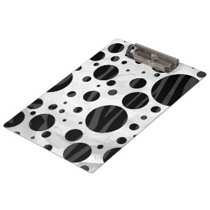 Porte-bloc Zebra Polka point noir et gris impression