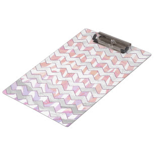 Porte-bloc Zebra rose et blanc Chevron