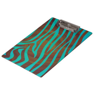 Porte-bloc Zèbre Brown et Turquoise avec Monogramme