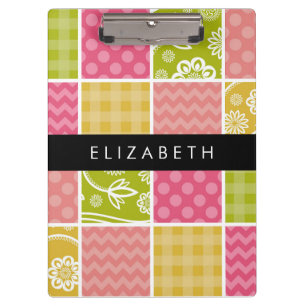 Porte-bloc Zigzag, Chevron, Pois, En vichy, Votre Nom