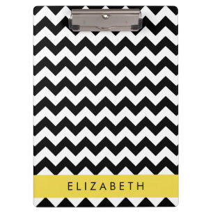Porte-bloc Zigzag noir et blanc, Motif Chevron, Votre nom