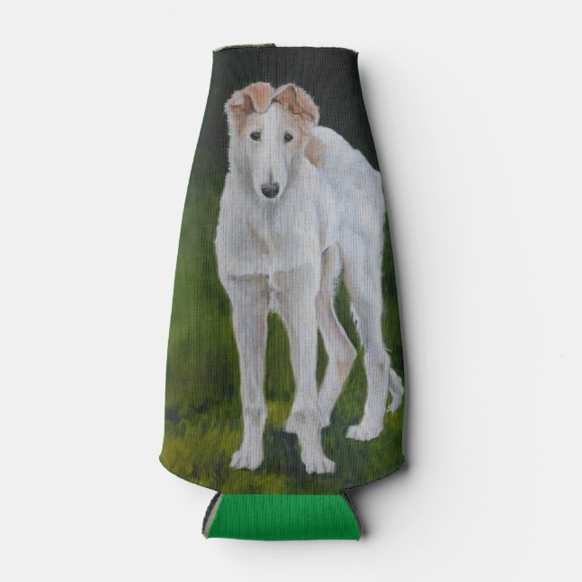 Porte-bouteille en mousse de chien de chiot Borzoi (Devant)