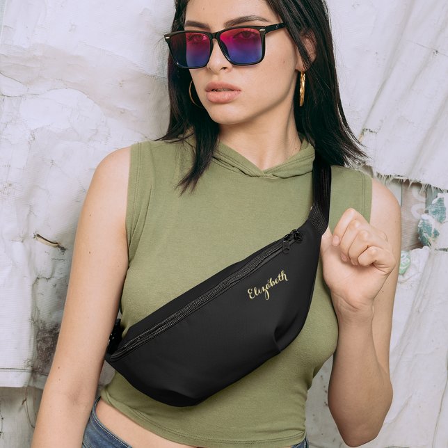 Porte-carrosserie personnalisées en or noir (Personalized Black Gold Monogram Waist Crossbody Fanny Pack)